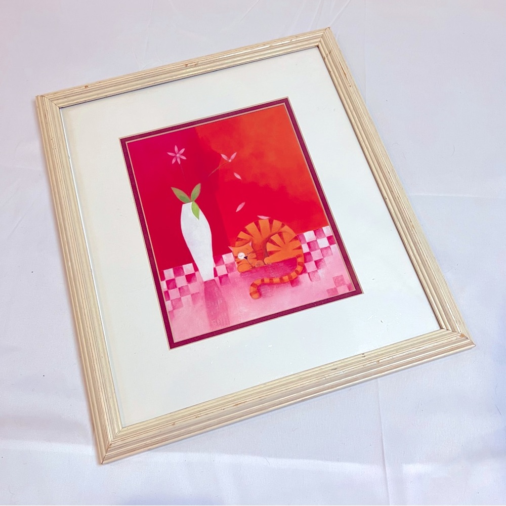 VINTAGE | custom colorful framed quirky cat print